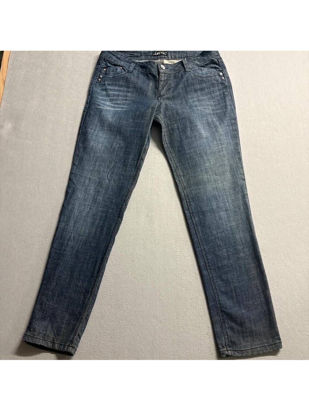 lei Ashley Trouble Skinny Jeans Juniors Size 13 Blue Denim Stretch Low Rise